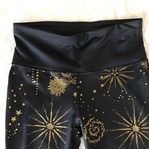 Xersion Workout Pants with Gold Sun, Moon, Stars